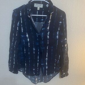 cloth & stone Navy and White Striped Tie-Dye Shirt